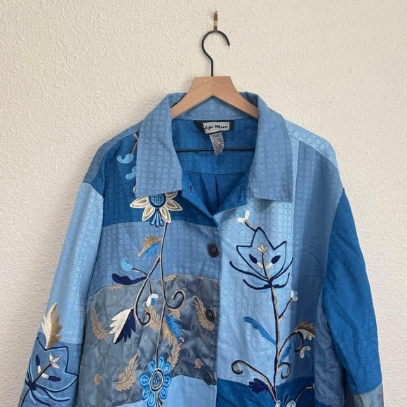 Indigo Moon Bohemian Wild Child Floral Embroidered Embellished Jacket Size 3X - Picture 2 of 9